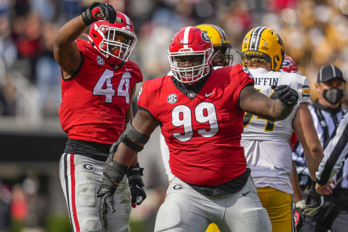 Georgia DT Jordan Davis celebrates tackle